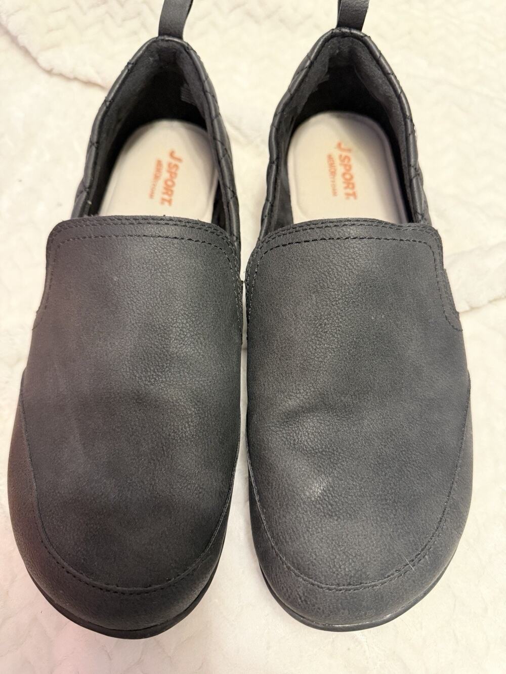 J Sport Lisa Black Faux Leather Slip On Comfort Loafers Women's Size 9